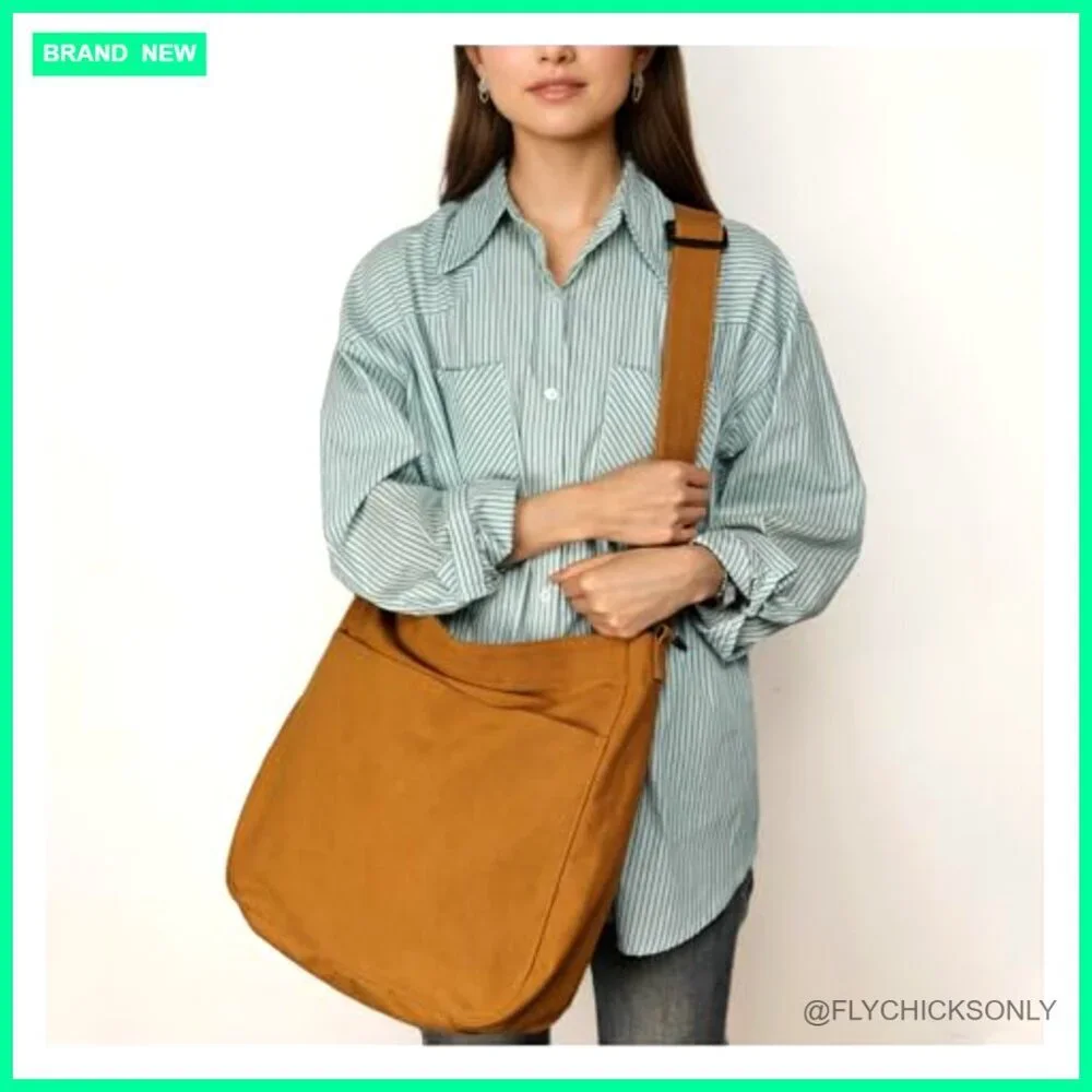 Large Canvas Hobo Bag Crossbody Shoulder Tote with Multiple Pockets